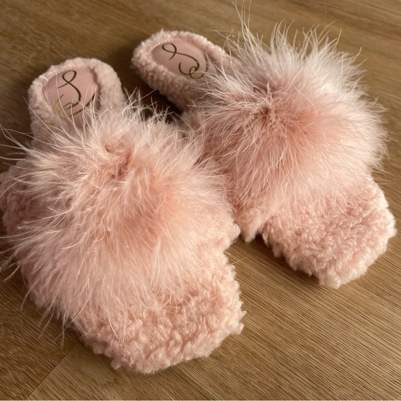 Sam Edelman Women's Francie Fuzzy Open Toe Slippers Blush - Picture 4 of 7